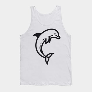 Stick Figure of a Dolphin in Black Ink Tank Top